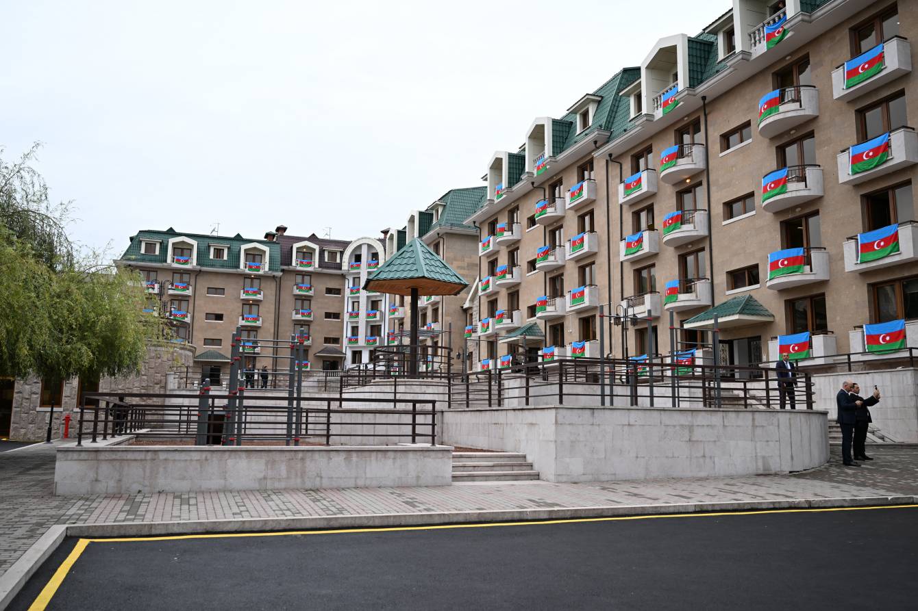 Karabakh University dormitory with flags