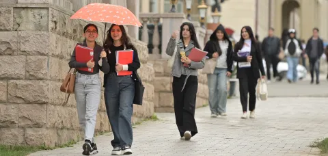 Students walking in Khankendi