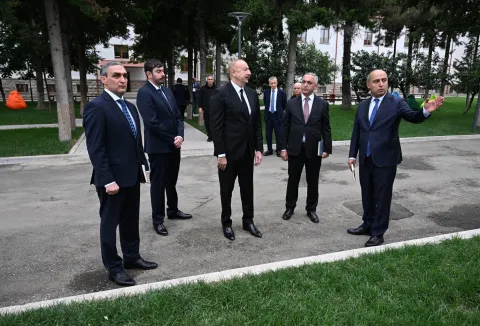 President Ilham Aliyev in the opening ceremony of Karabakh University / President.az